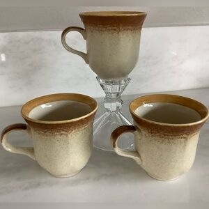 Vintage Mikasa Whole Wheat Pattern E8000 Stoneware Mugs | Set of 3 Farmhouse
